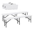 KZ GARDEN - Lot de 2 Bancs de Jardin Pliables Blancs 180 x 28 x 43.5H cm Banc Exterieur Interieur Camping Réception KZ GARDEN - vignette
