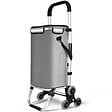 VOUNOT - Chariot de courses pliable monte escalier aluminium avec sac isotherme gris - vignette