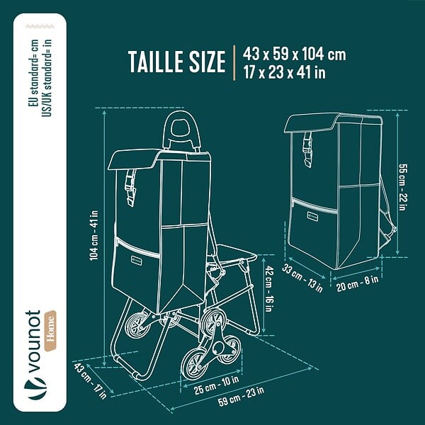 VOUNOT - Chariot de courses pliable avec siege Jaune - large