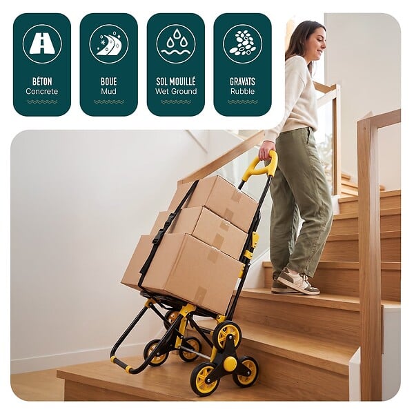 VOUNOT - Chariot de courses pliable avec siege Jaune - large
