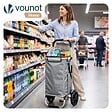 VOUNOT - Chariot de course pliable aluminium 2 roues avec sac isotherme gris - vignette