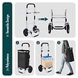 VOUNOT - Chariot de course pliable aluminium 2 roues avec sac isotherme noir - vignette