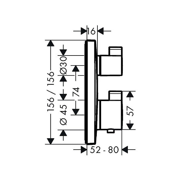 HANSGROHE - Ecostat Square Set de finition pour mitigeur thermostatique encastré avec robinet d'arrêt et inverseur (15714140) - large