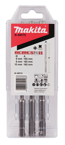 MAKITA - Jeu de 3 forets à béton MAKITA B-59075 à emmanchement SDS-Plus NEMESIS II (6/8/10x160mm) - large