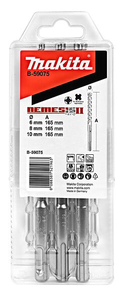MAKITA - Jeu de 3 forets à béton MAKITA B-59075 à emmanchement SDS-Plus NEMESIS II (6/8/10x160mm) - large