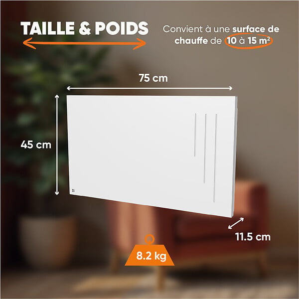 BESTHERM - Radiateur électrique fixe à inertie sèche céramique - BESTHERM - SPARK 1500W - horizontal blanc - NF - large