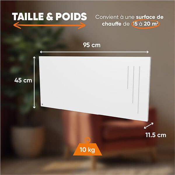 BESTHERM - Radiateur électrique fixe à inertie sèche céramique - BESTHERM - SPARK 2000W - horizontal blanc - NF - large