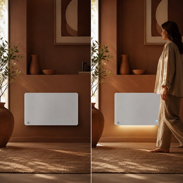 BESTHERM - Radiateur électrique fixe à inertie sèche céramique - BESTHERM - STELLINA 1000W - Détecteur de présence - Lumineux - NF - large