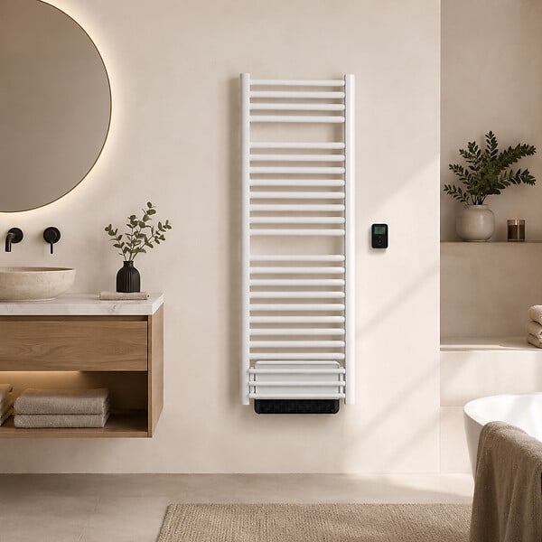 BESTHERM - Sèche-serviette électrique sans fluide avec soufflerie - BESTHERM - HESTIA 750 + 1000W - blanc - large