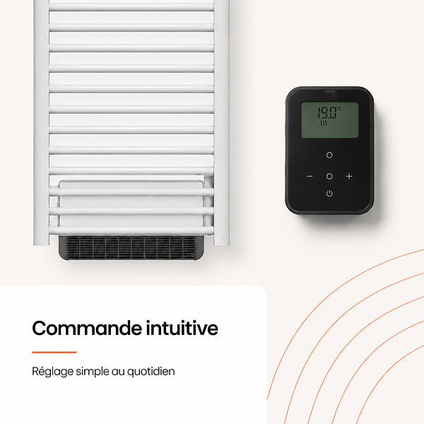 BESTHERM - Sèche-serviette électrique sans fluide avec soufflerie - BESTHERM - HESTIA 750 + 1000W - blanc - large