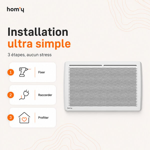 BESTHERM - Radiateur électrique fixe panneau rayonnant 1500W HOM'Y VAIL horizontal blanc NF - large