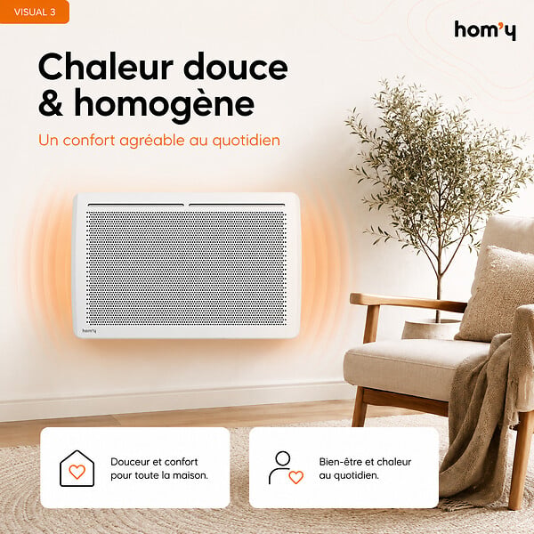 BESTHERM - Radiateur électrique fixe panneau rayonnant 1500W HOM'Y VAIL horizontal blanc NF - large