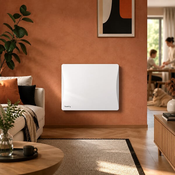 BESTHERM - Radiateur électrique fixe connecté WIFI à inertie sèche fonte 1000W Bestherm ALOA CONNECT horizontal blanc - large