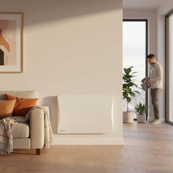 BESTHERM - Radiateur électrique fixe connecté WIFI à inertie sèche fonte 1000W Bestherm ALOA CONNECT horizontal blanc - large