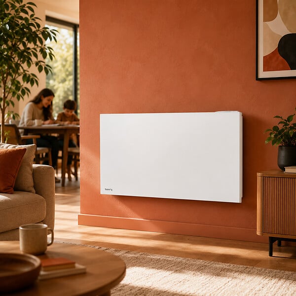 HOM'Y - Radiateur électrique fixe connecté WiFi à inertie sèche céramique - HOM'Y - ORPHEE CONNECT 1500W - horizontal blanc - NF - large