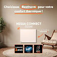 BESTHERM - Radiateur électrique fixe connecté WiFi à inertie sèche céramique - BESTHERM - NESSA CONNECT 500W - horizontal blanc - NF - vignette
