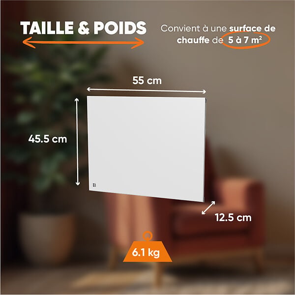 BESTHERM - Radiateur électrique fixe connecté WiFi à inertie sèche céramique - BESTHERM - NESSA CONNECT 500W - horizontal blanc - NF - large