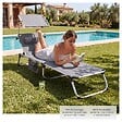 TECTAKE - Chaise longue en aluminium rembourrée pliable avec l'accent dossier réglable en 6 positions et poche latérale gris - vignette