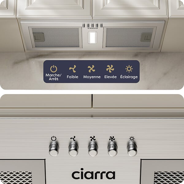 CIARRA - CIARRA Groupe Filtrant 52cm Hotte Encastrable 300m3/h 3 Vitesses Evacuation ou Recyclage CBCS5937A - large