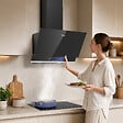 CIARRA - CIARRA Hotte inclinée 60cm - 3 Vitesses 710m³/h - Hotte de Cuisine Recyclage ou Evacuation Filtre Charbon Inclus - Commande Tactile et Gestuelle - CD6736AB - vignette
