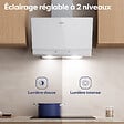CIARRA - CIARRA Hotte inclinée 60cm - 3 Vitesses 710m³/h - Hotte de Cuisine Recyclage ou Evacuation Filtre Charbon Inclus - Commande Tactile et Gestuelle - CD6736AW - vignette