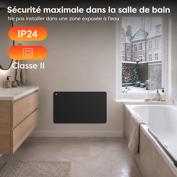 CIARRA - CIARRA CDHTD15A-B Radiateur Electrique Connecté Mural 1500W 10-15㎡ Double Cœur de Chauffe IP24 Chauffage Programable - large