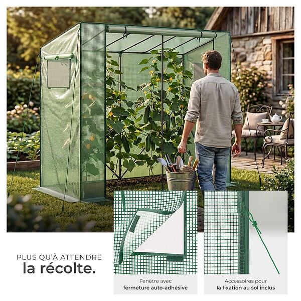 TECTAKE - Serre en plastique et acier résistante aux intempéries et aux UV 200 x 77 x 170 cm vert - large