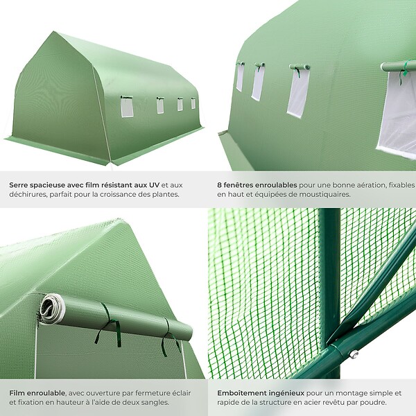 TECTAKE - Serre tunnel 18 m² 600x300x205cm vert - large