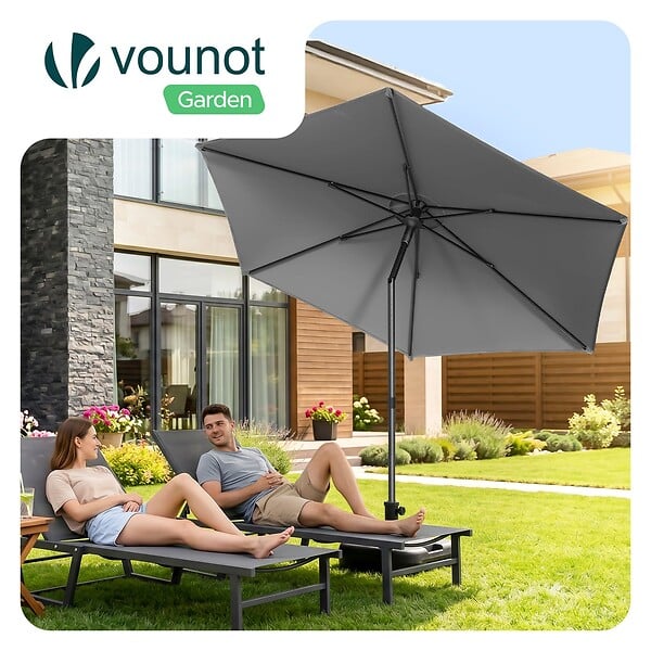 VOUNOT - Parasol de jardin inclinable avec aeration et sac bandouliere 270cm gris - large