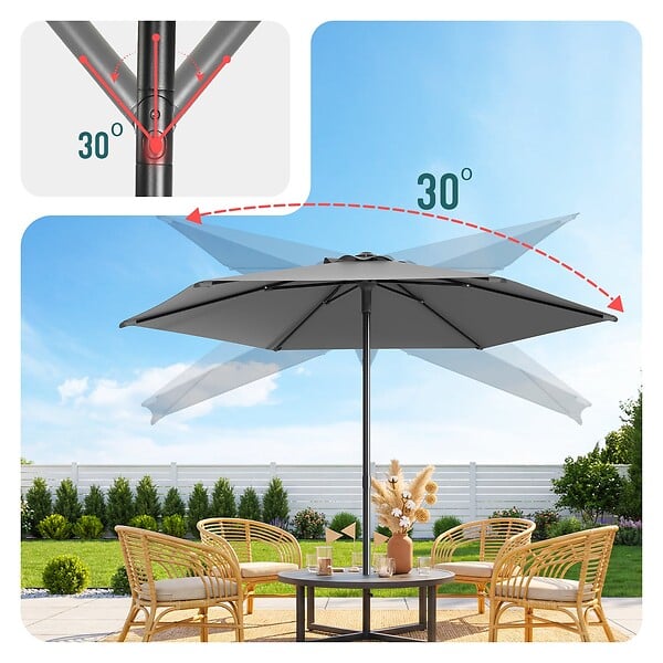 VOUNOT - Parasol de jardin inclinable avec aeration et sac bandouliere 270cm gris - large
