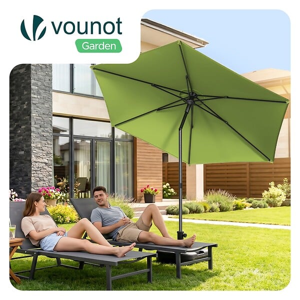 VOUNOT - Parasol de jardin inclinable avec aeration et sac bandouliere 270cm vert olive - large
