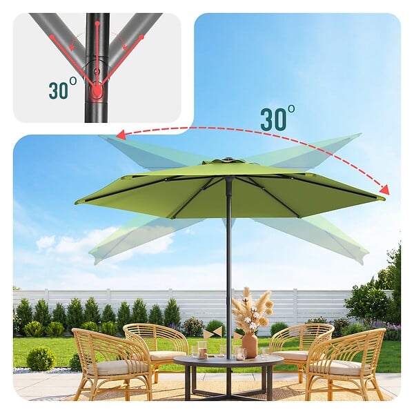 VOUNOT - Parasol de jardin inclinable avec aeration et sac bandouliere 270cm vert olive - large