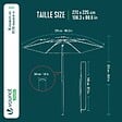 VOUNOT - Parasol de jardin inclinable avec aeration et sac bandouliere 270cm beige - vignette