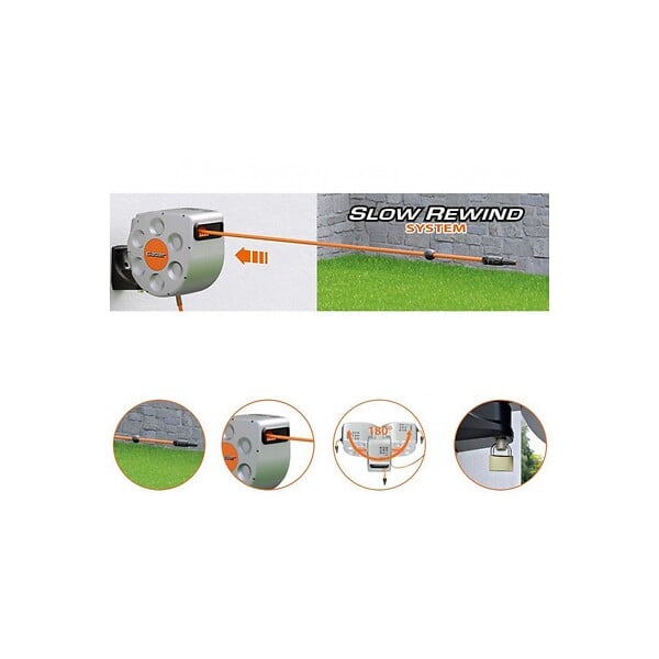 CLABER - Devidoir mural 20mètres Tuyau diam 12 mm (1/2") Rembobinage automatique Bobine extensible  CLABER - large