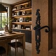 SECURY-T - Poignées de porte fer forgé COQ noir 330X36 mm Trou de cylindre i - vignette