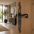 SECURY-T - Poignées de porte fer forgé COQ vieil argent 330X36 mm Trou de clé L - vignette