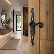 SECURY-T - Poignées de porte fer forgé COQ vieil argent 330X36 mm Trou de cylindre i - vignette