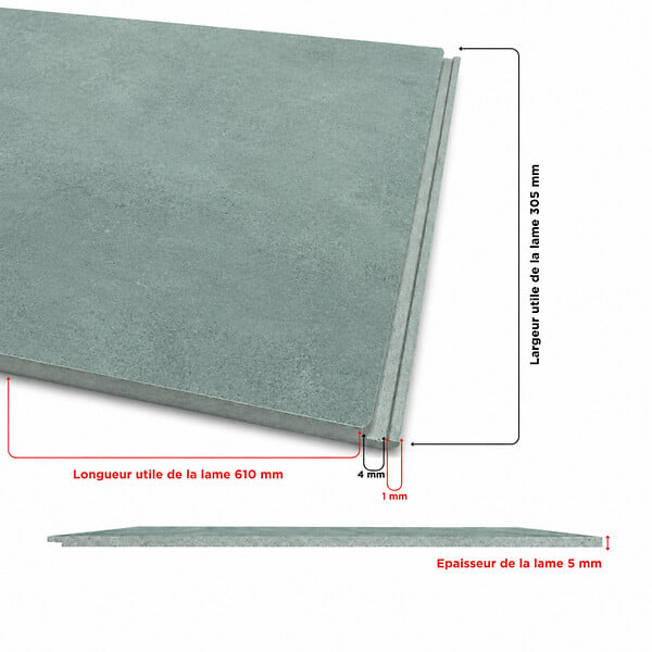 MCCOVER - Dalle SPC clipsable sol et mur 11,16 m² béton ciré - 305 x 610 mm, usure 0,5 mm Béton ciré - large