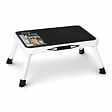VOUNOT - Marche pied pliable en acier portable plateforme antiderapante 38x26cm blanc - vignette