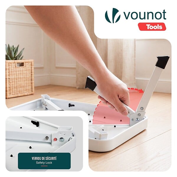 VOUNOT - Marche pied pliable en acier portable plateforme antiderapante 38x26cm blanc - large