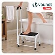 VOUNOT - Marche pied en acier avec barre d’appui plateforme antiderapante 38x26cm blanc - vignette