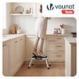 VOUNOT - Marche pied pliable en acier portable 3 hauteurs reglables plateforme antiderapante 38x26cm blanc - vignette