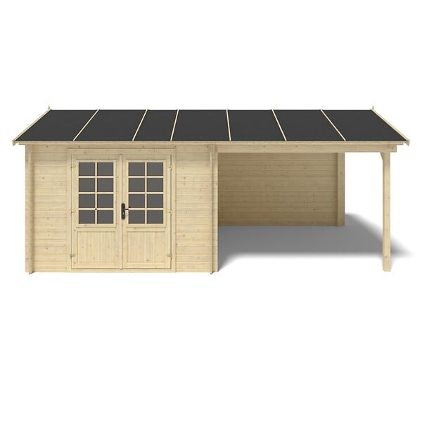 ALTANKA - Abri de jardin en bois - 18m2 - 5.79x3m - Ep. 28mm - Couleur: naturel - DOM764 - large