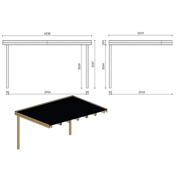 ALTANKA - Pergola de jardin 3.02x4.24m - traité - DOM180 - large