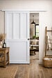 GD MENUISERIES - Porte Coulissante Atelier 2 panneaux blanc H204 x L83 cm, Rail Alu bandeau blanc, Coquilles - vignette
