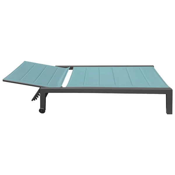 HAPPY GARDEN - Bain de soleil BARBADOS en textilène vert d'eau - aluminium anthracite - large