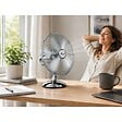 NIKLAS - Ventilateur sur table 50W Gris finition chromée Ø40cm Oscillation Automatique Inclinaison Réglable 3 Vitesses Niklas - vignette