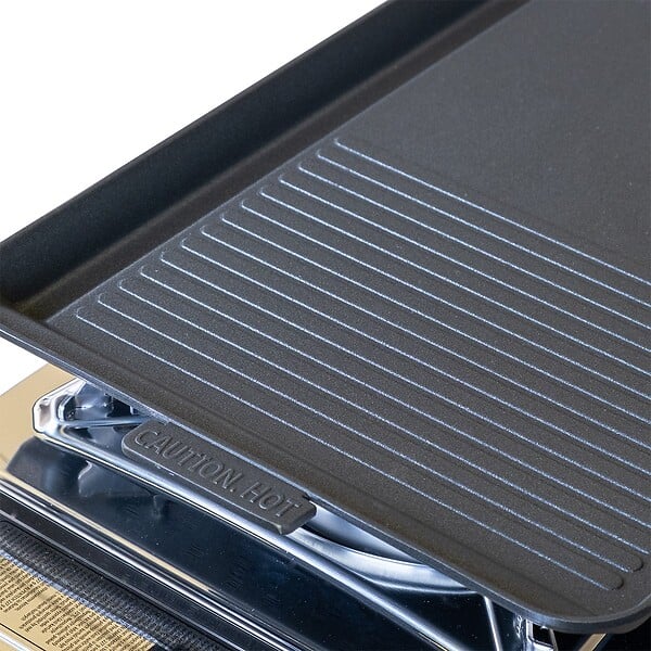 ALPENTECH - Plaque Plancha Grill 53 x 28 cm pour Réchaud Gaz 2 Feux Surface Lisse et Rainurée Plaque Cuisson Aluminium ALPEN CAMPING - large