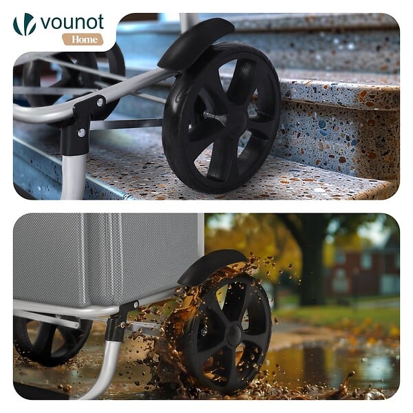 VOUNOT - Chariot de course pliable aluminium 2 roues gris - large