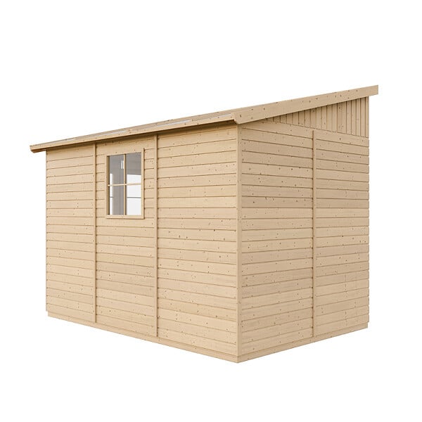 TIMBELA - TIMBELA M339  Abri de Jardin en Bois Naturel (sans paroi latérale) - H243xl216xL318 cm/6 m2 - large